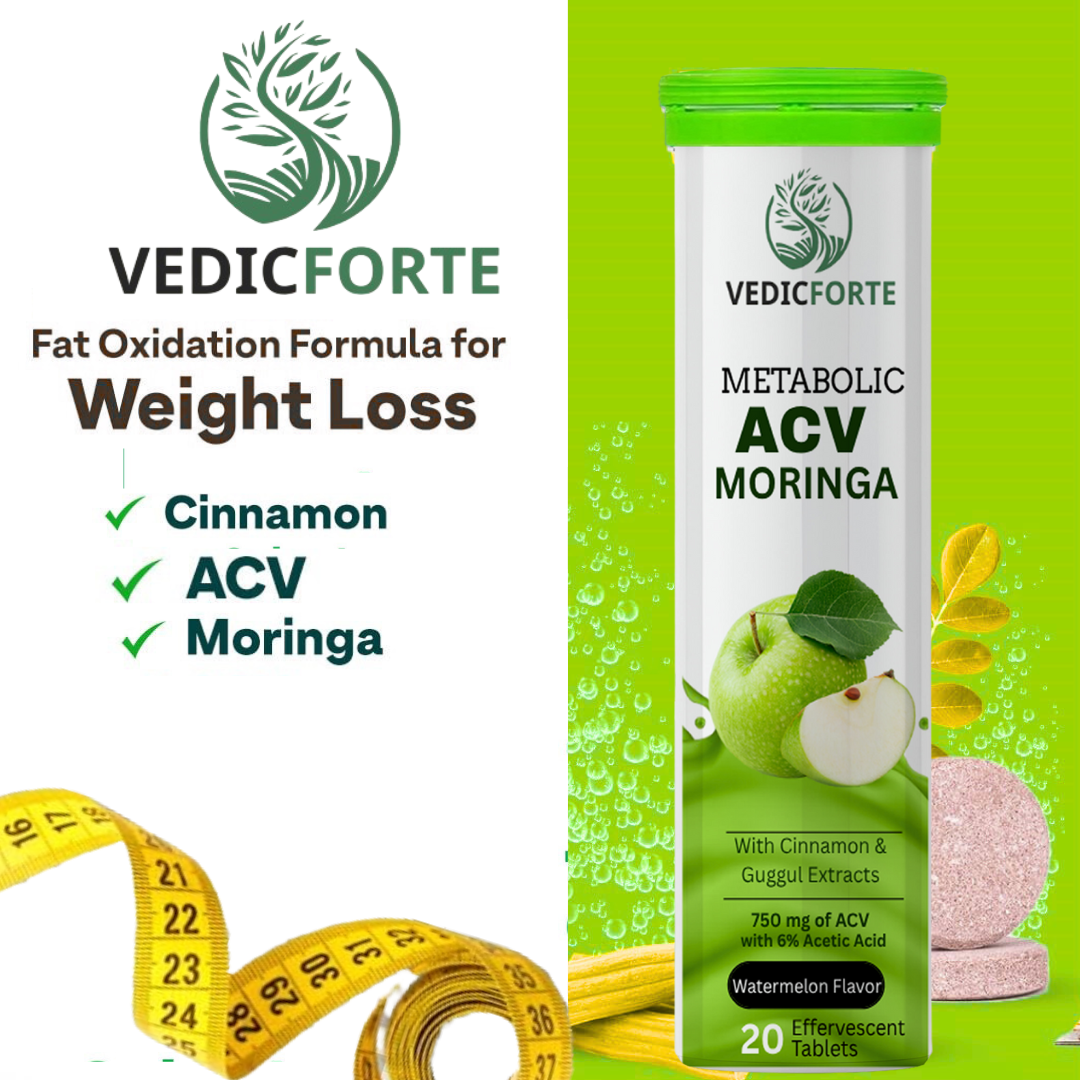 Apple Cider Vinegar Moringa Weight Loss| 3-in-1 Fat Oxidation Formula| No Sugar (60 Tablets)